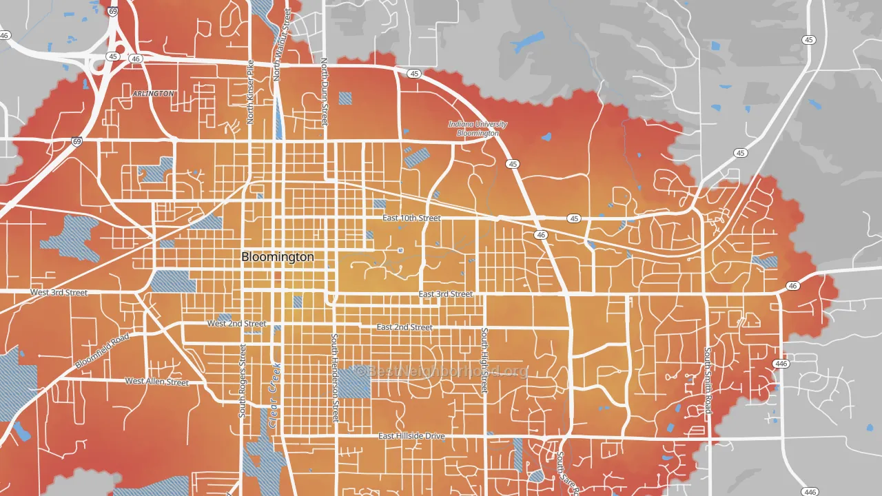 Transit Grade map of 47405, IN