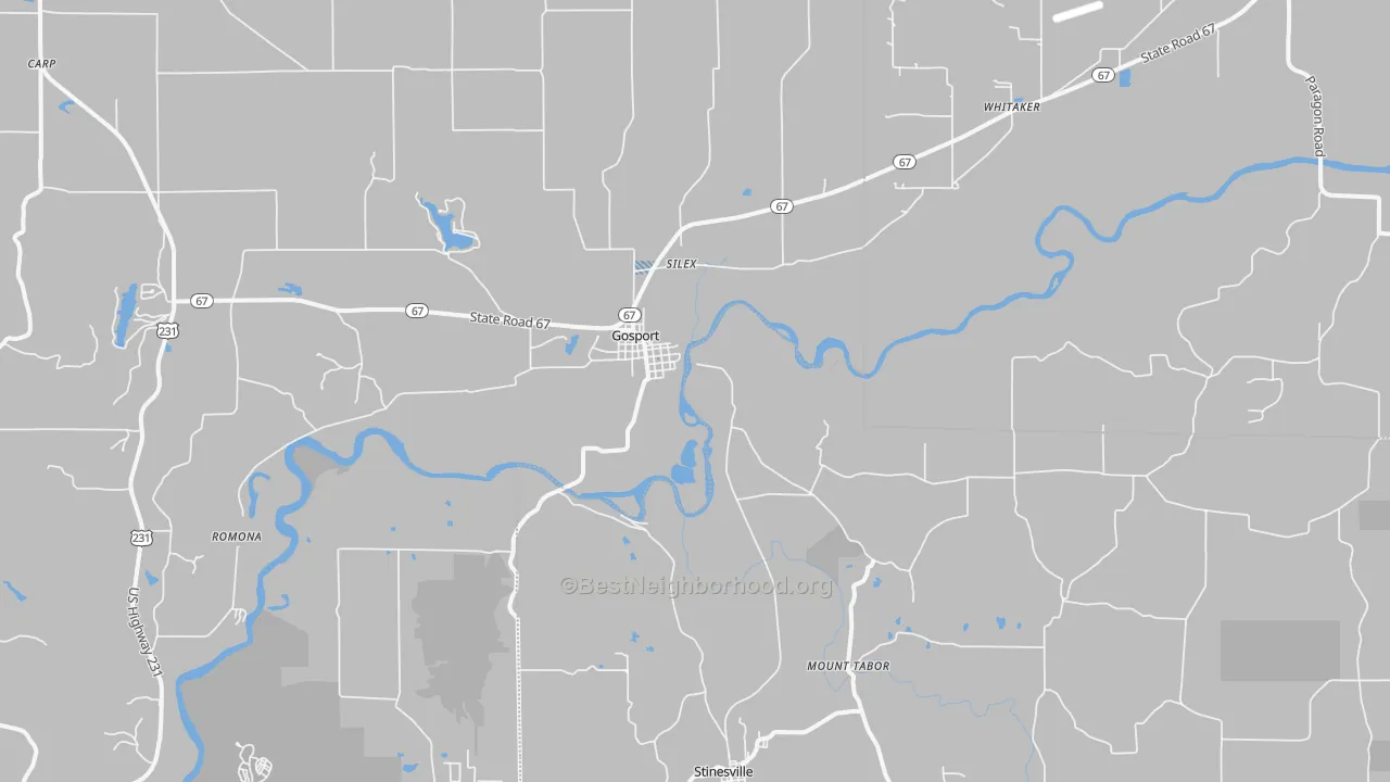 Transit Grade map of 47433, IN