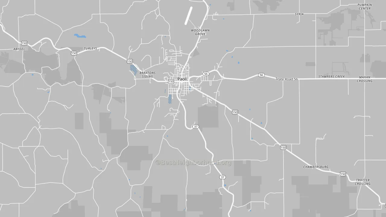 Transit Grade map of 47454, IN