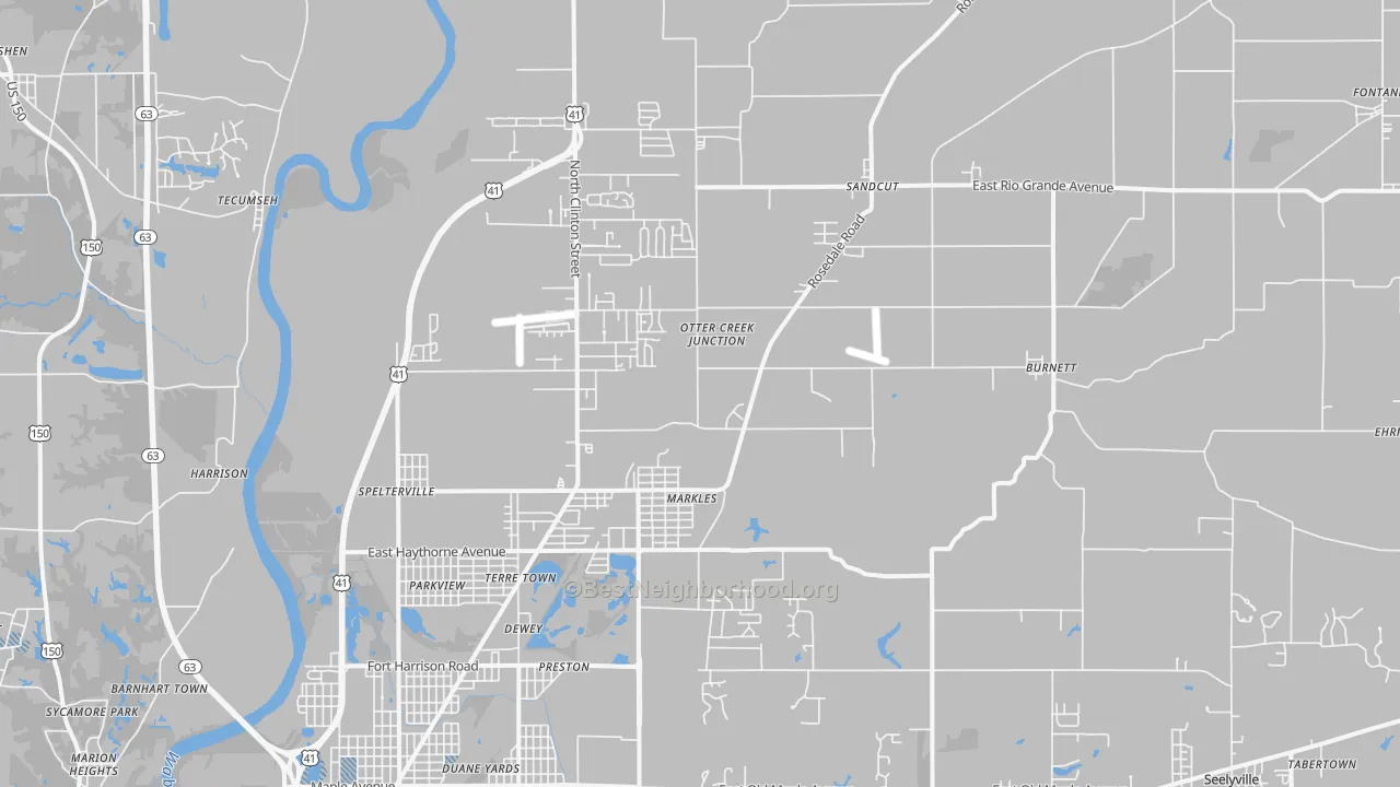 Transit Grade map of 47805, IN