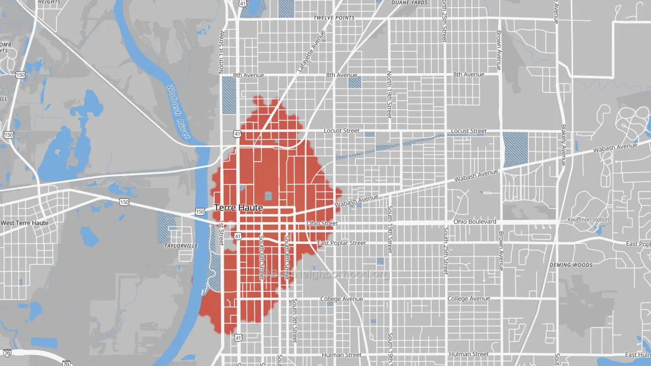 Transit Grade map of 47807, IN