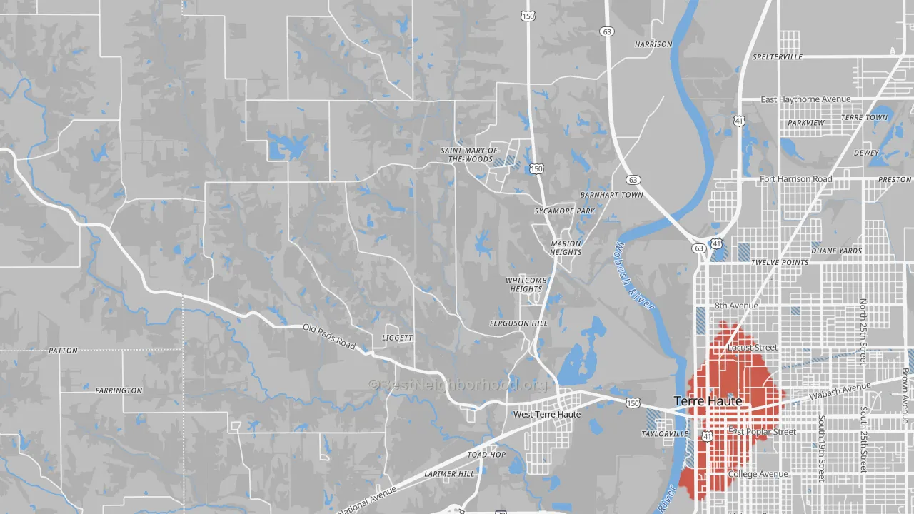 Transit Grade map of 47885, IN