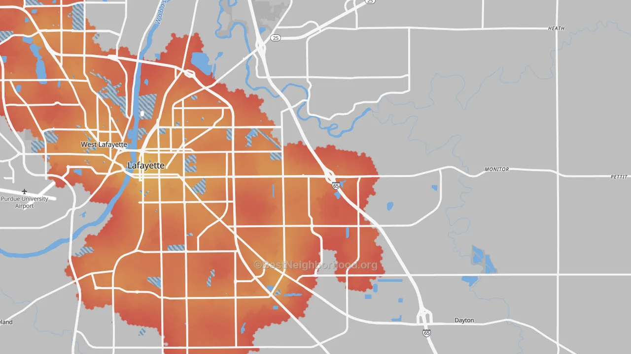 Transit Grade map of 47905, IN