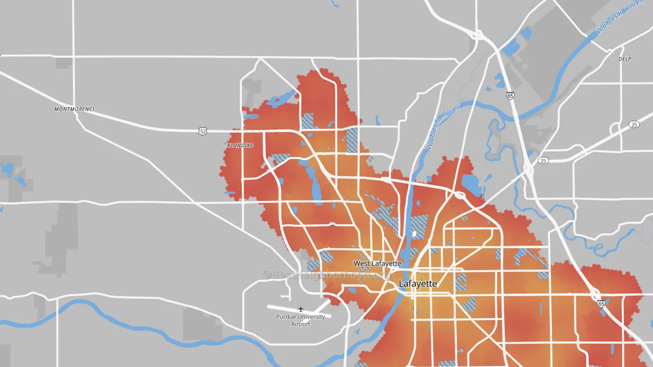 Transit Grade map of 47906, IN