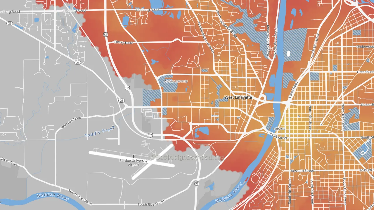 Transit Grade map of 47907, IN