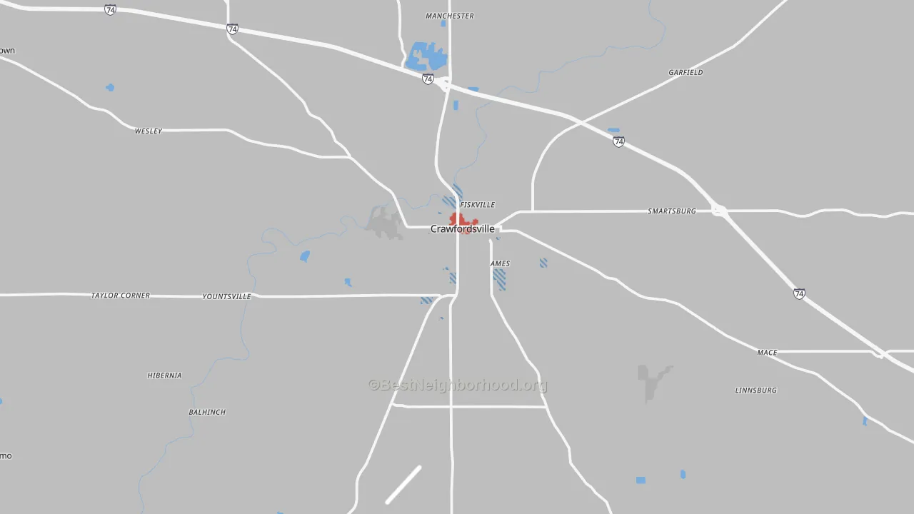 Transit Grade map of 47933, IN