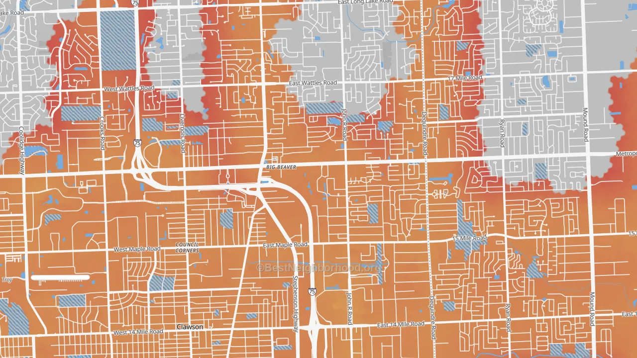 Transit Grade map of 48083, MI
