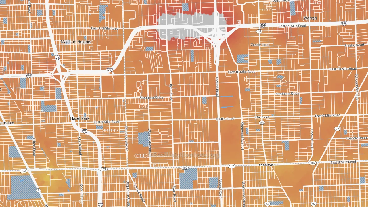Transit Grade map of 48091, MI