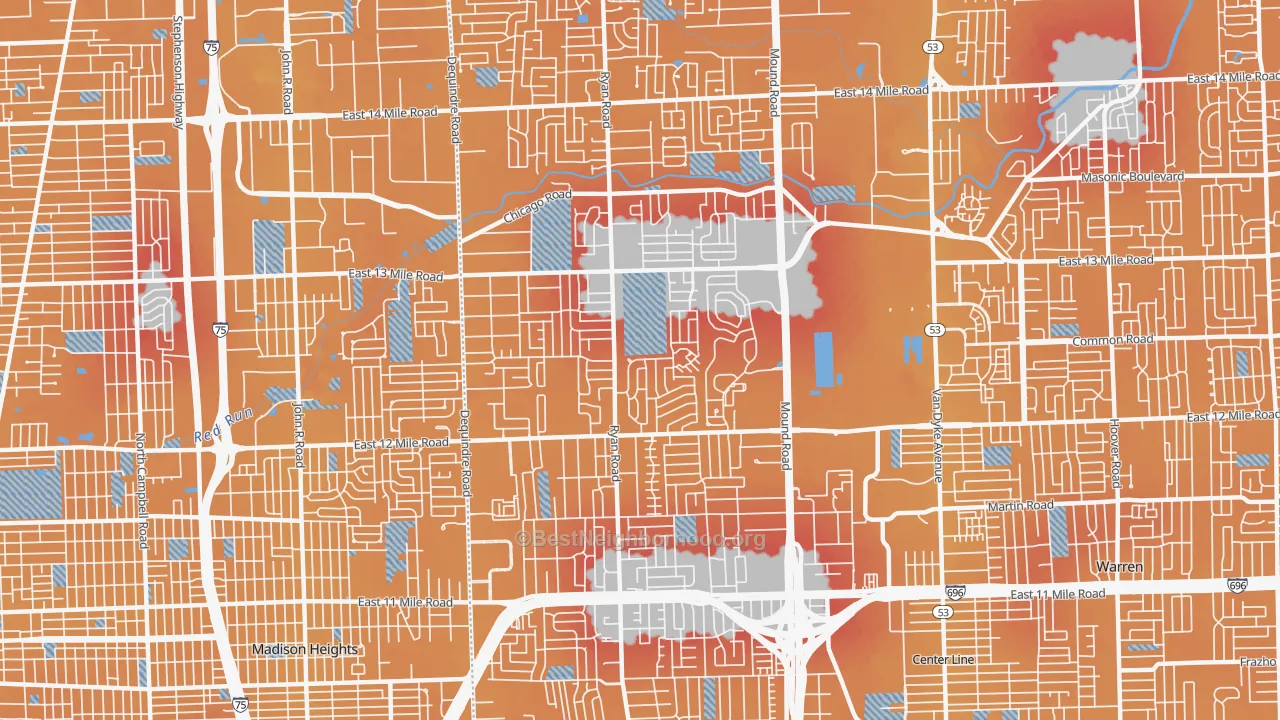 Transit Grade map of 48092, MI