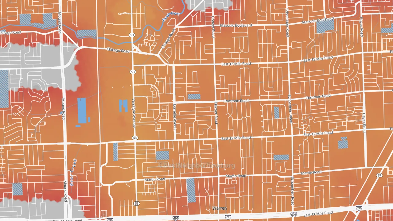 Transit Grade map of 48093, MI
