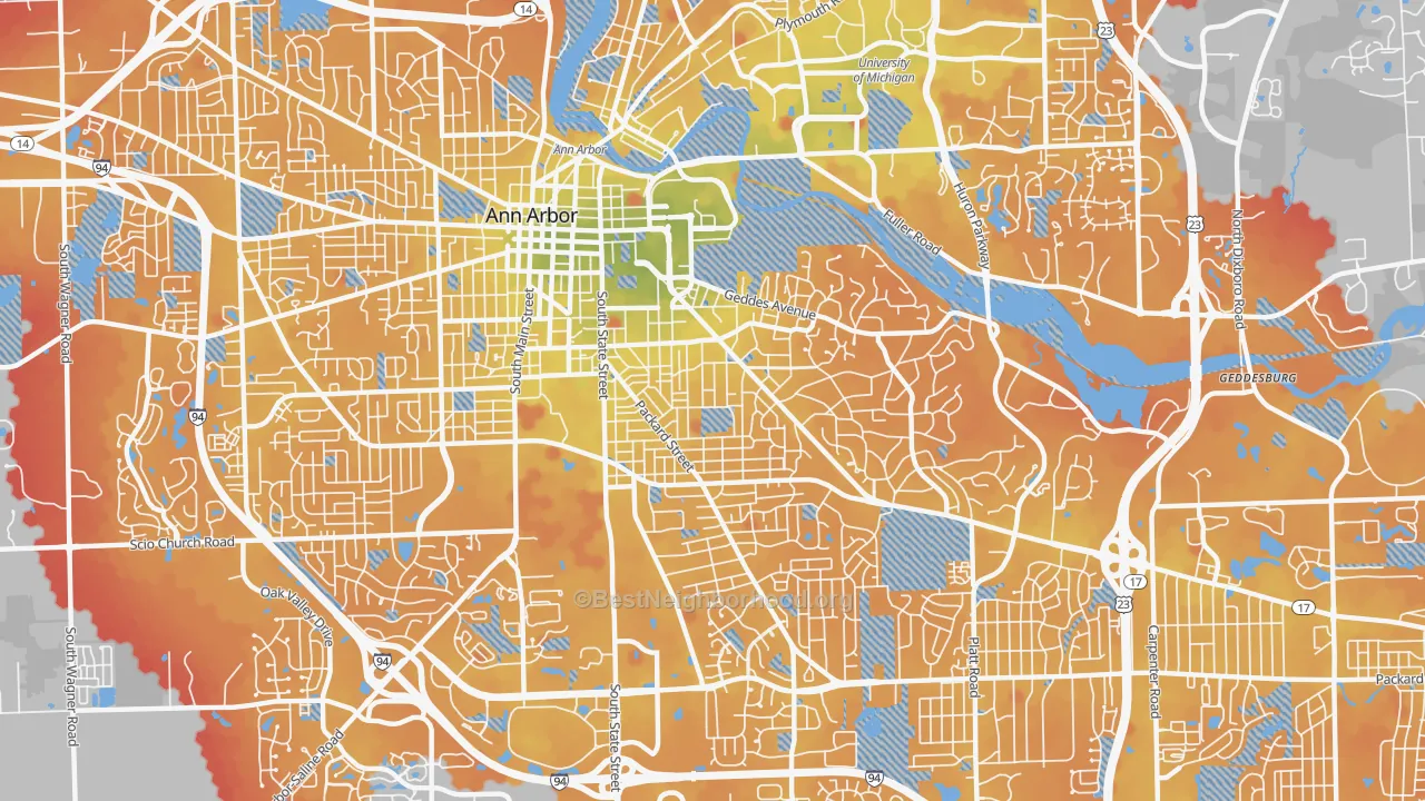 Transit Grade map of 48104, MI