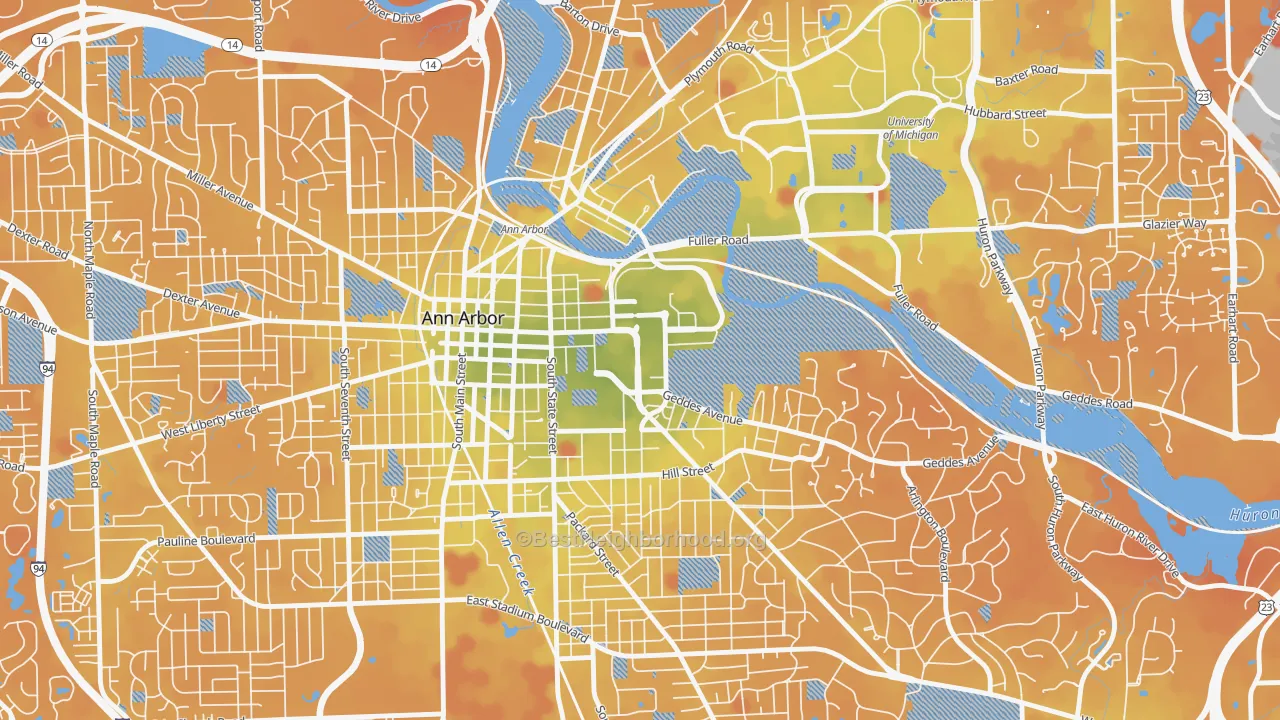 Transit Grade map of 48109, MI
