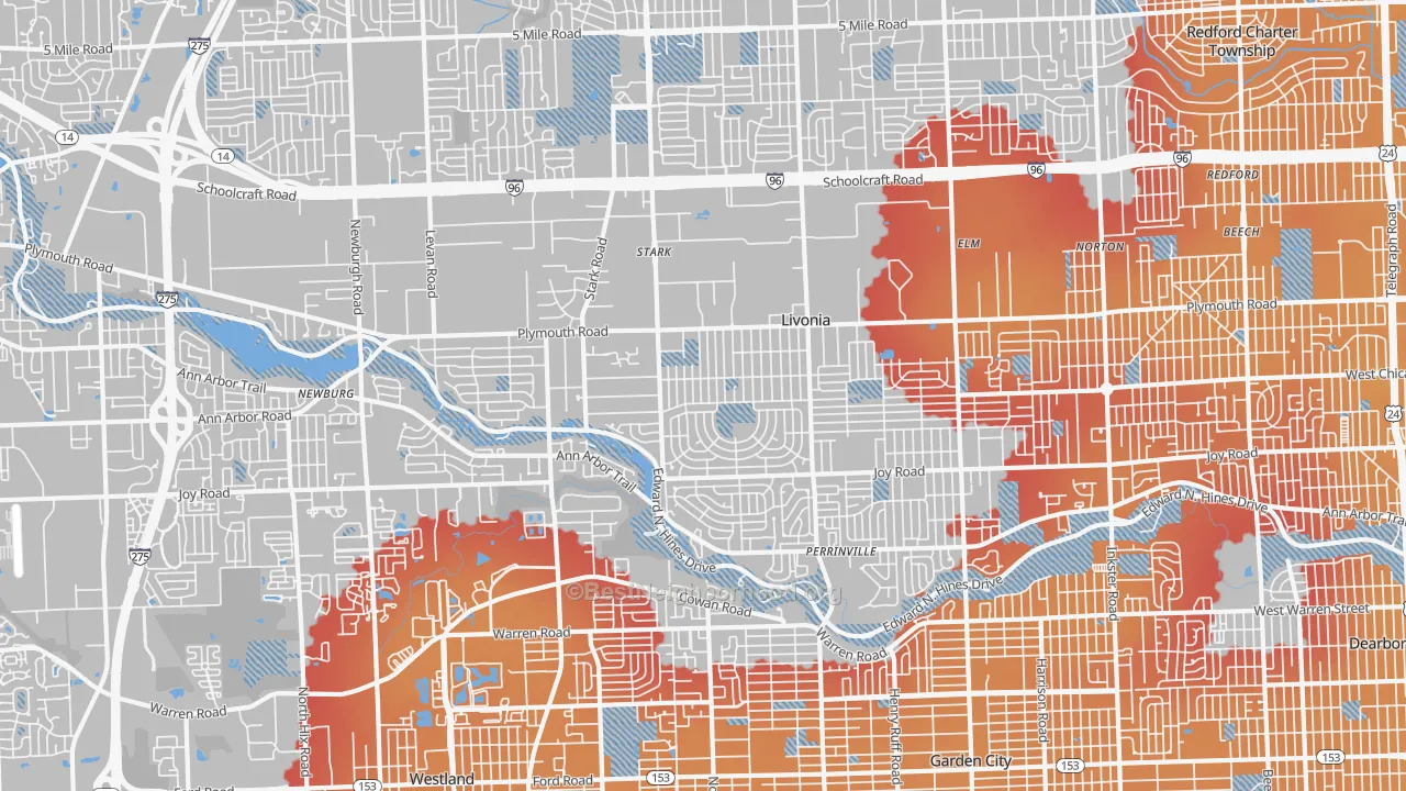 Transit Grade map of 48150, MI