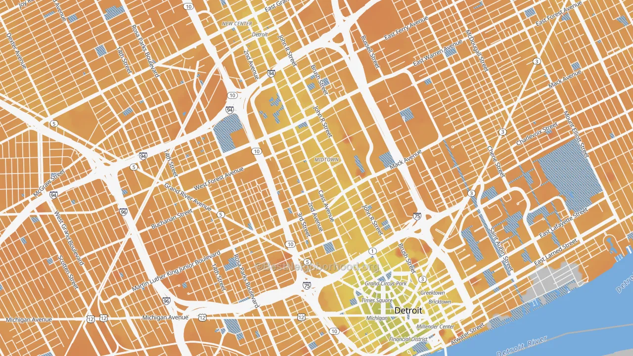 Transit Grade map of 48201, MI