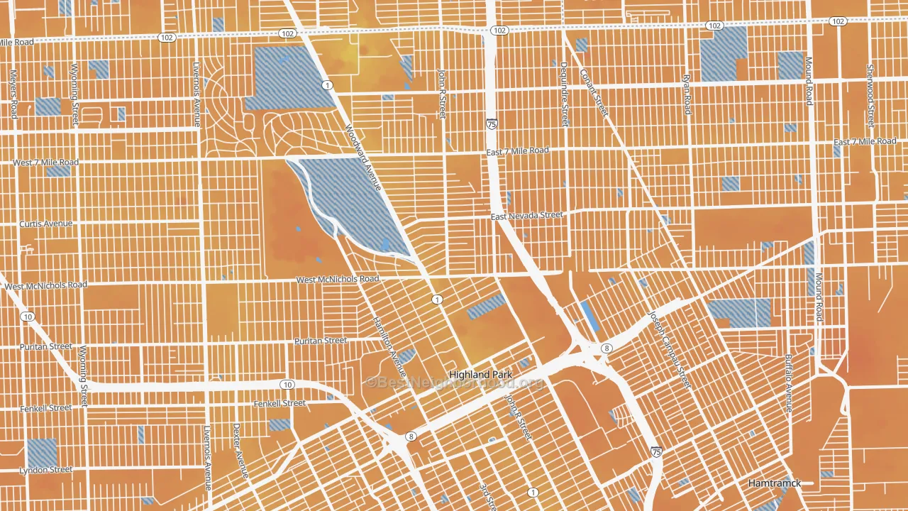 Transit Grade map of 48203, MI