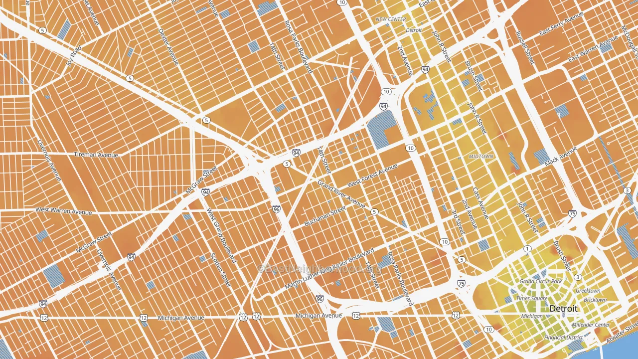 Transit Grade map of 48208, MI