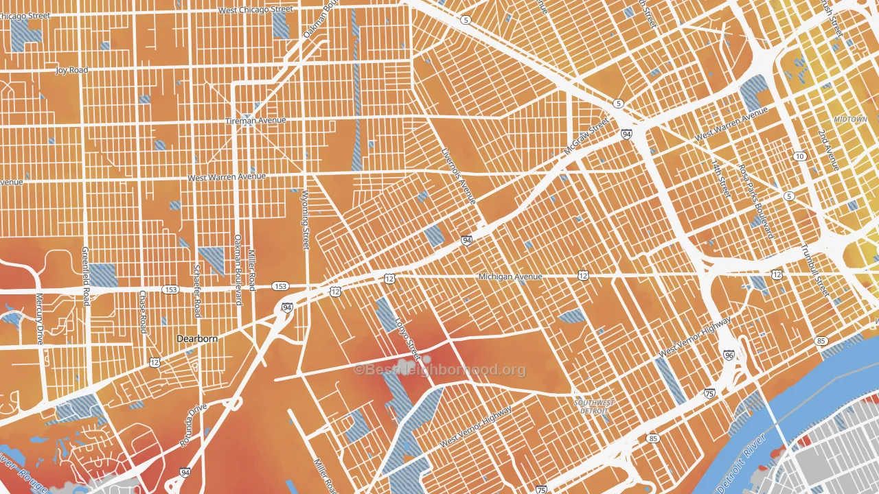 Transit Grade map of 48210, MI