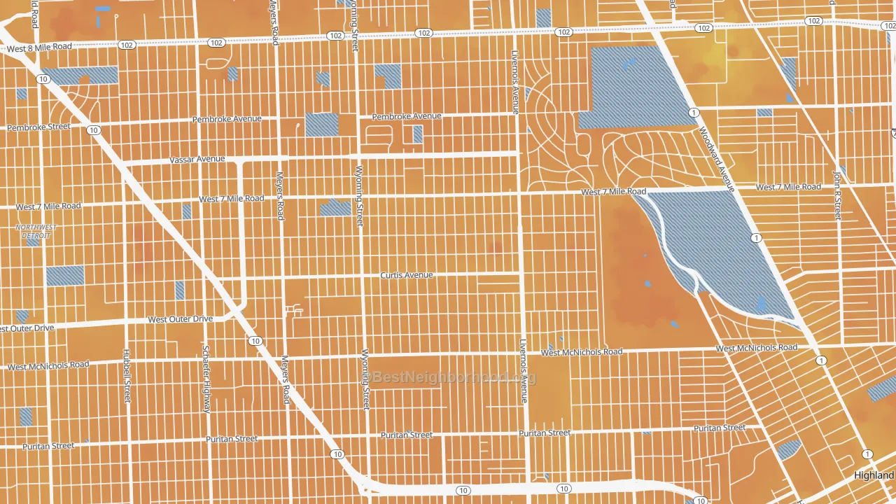 Transit Grade map of 48221, MI