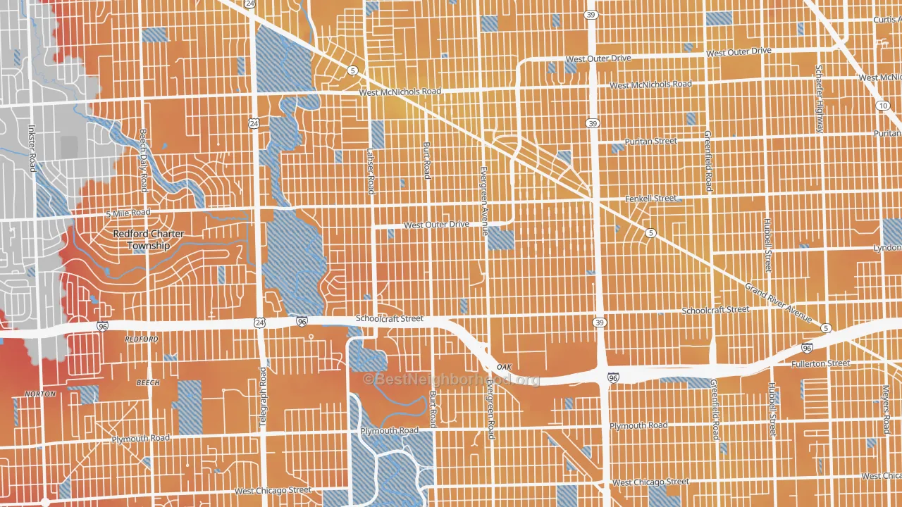 Transit Grade map of 48223, MI