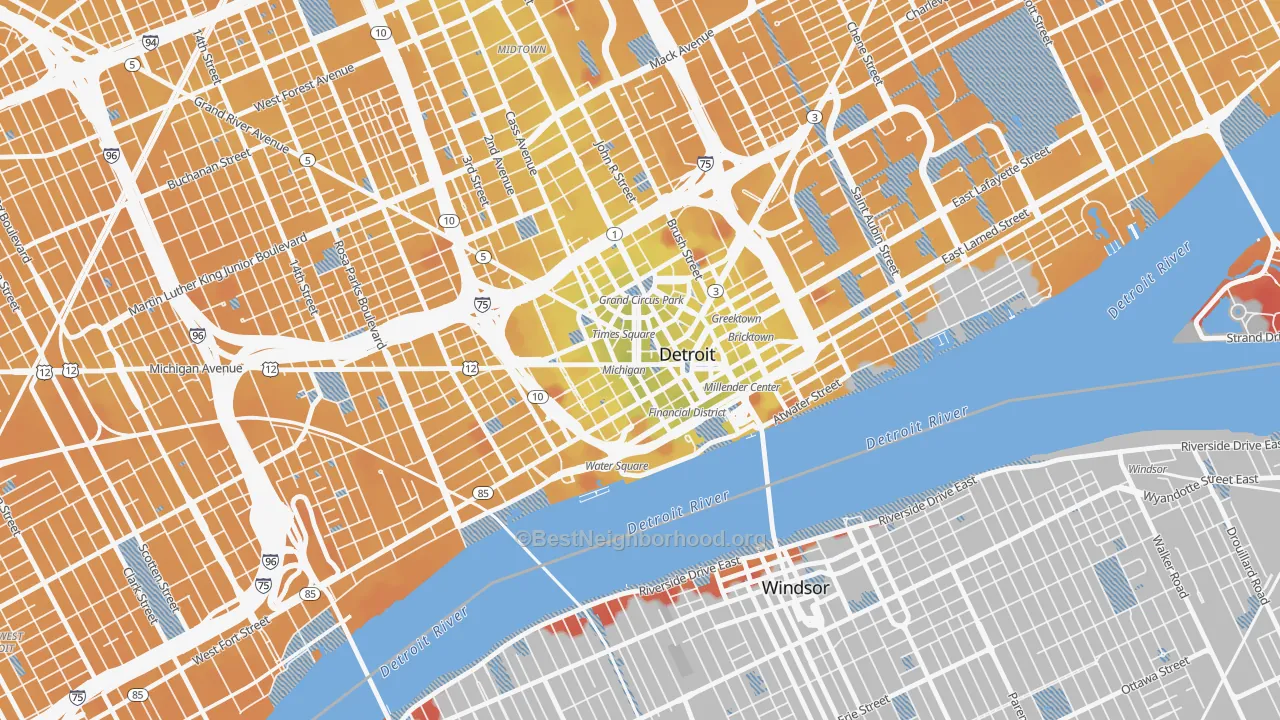 Transit Grade map of 48226, MI