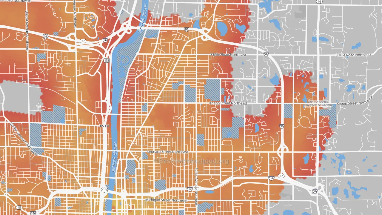 Transit Grade map of 49505, MI