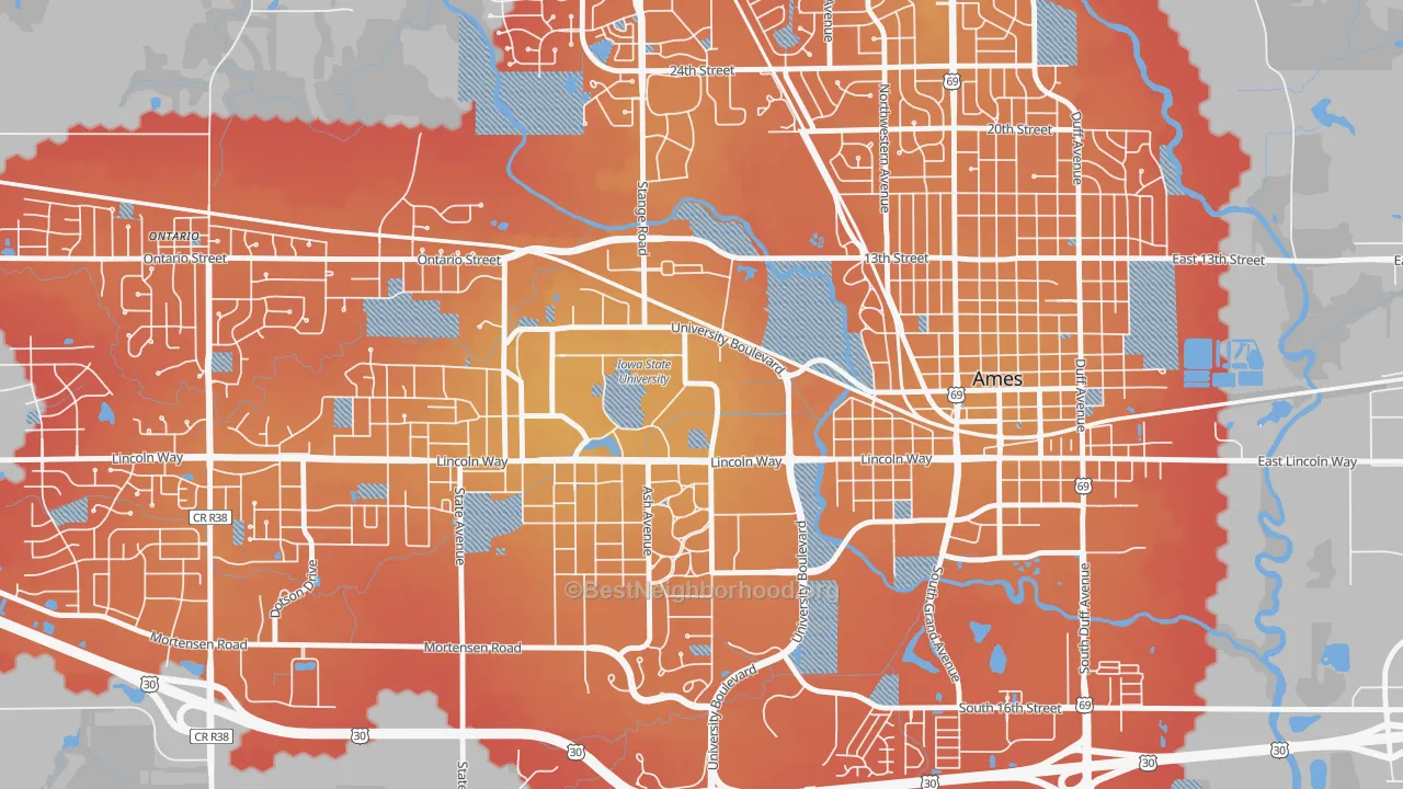Transit Grade map of 50011, IA