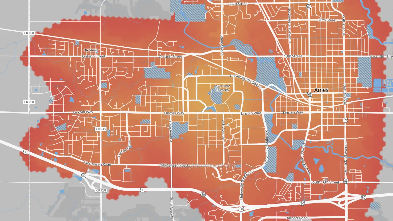Transit Grade map of 50012, IA