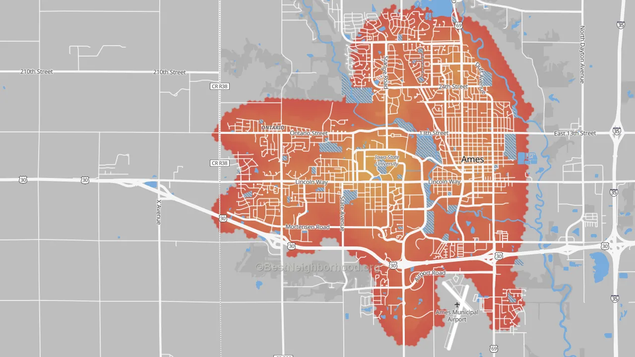 Transit Grade map of 50014, IA