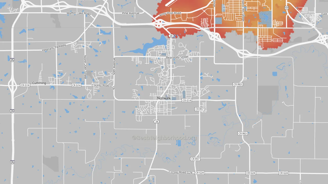 Transit Grade map of 50211, IA