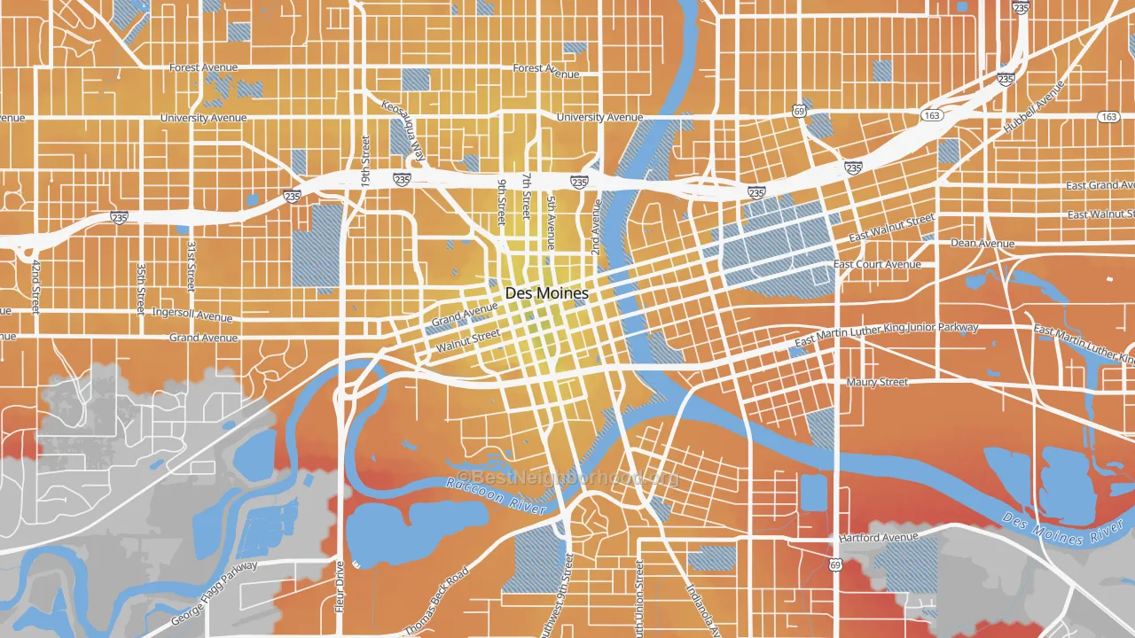 Transit Grade map of 50309, IA
