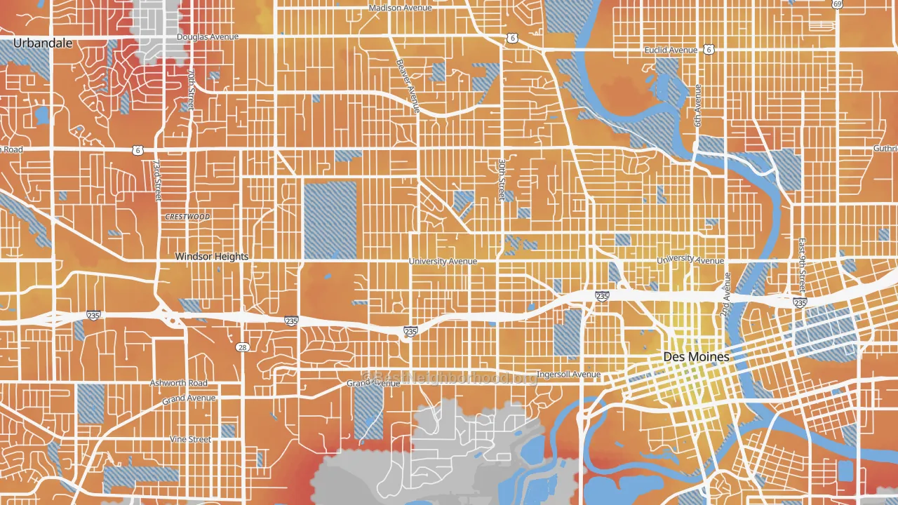 Transit Grade map of 50311, IA