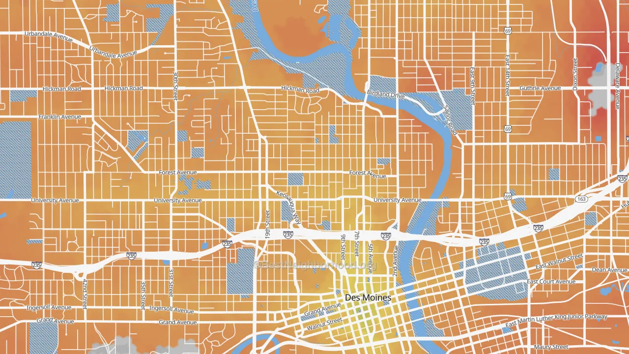 Transit Grade map of 50314, IA