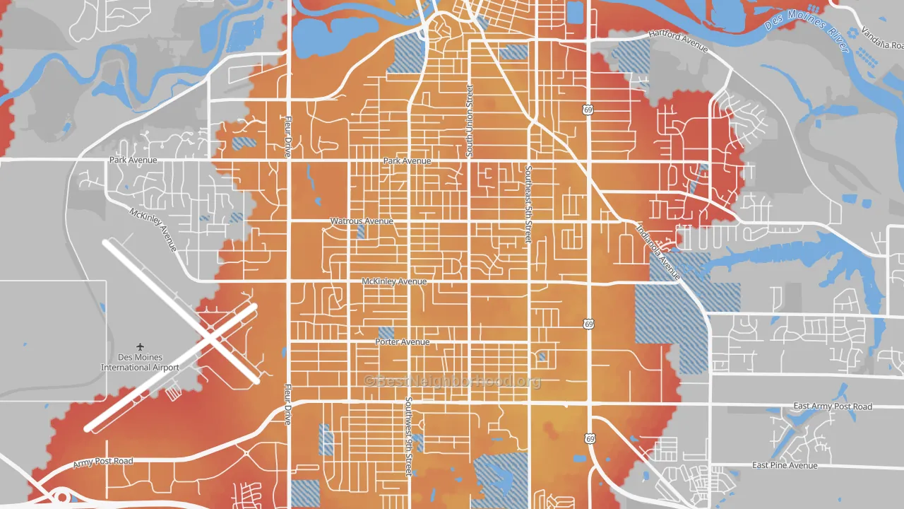 Transit Grade map of 50315, IA