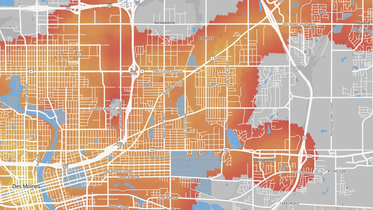 Transit Grade map of 50317, IA