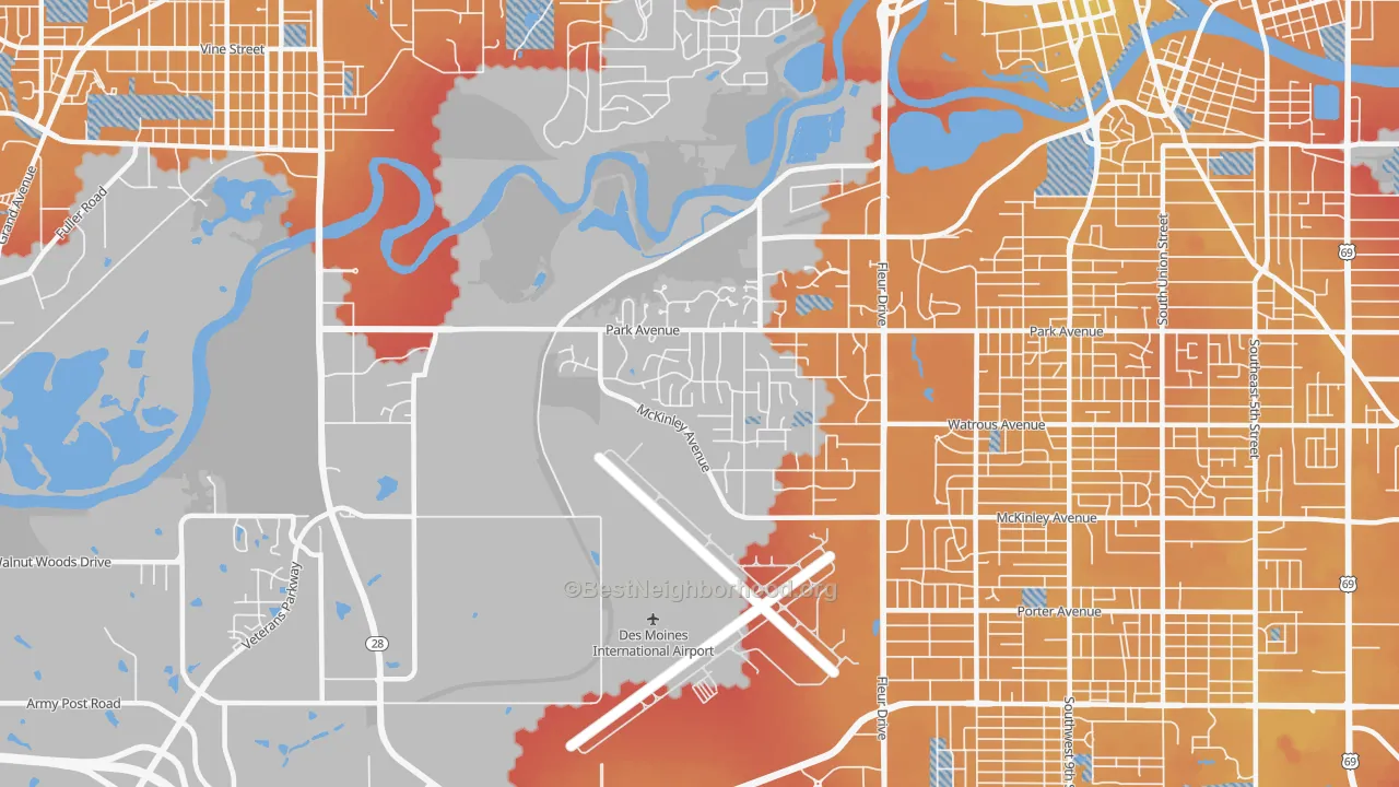 Transit Grade map of 50321, IA