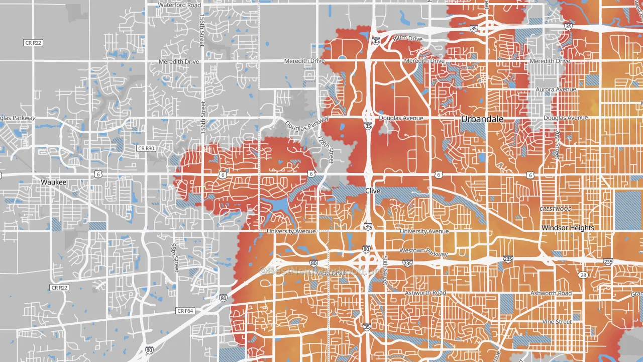 Transit Grade map of 50325, IA