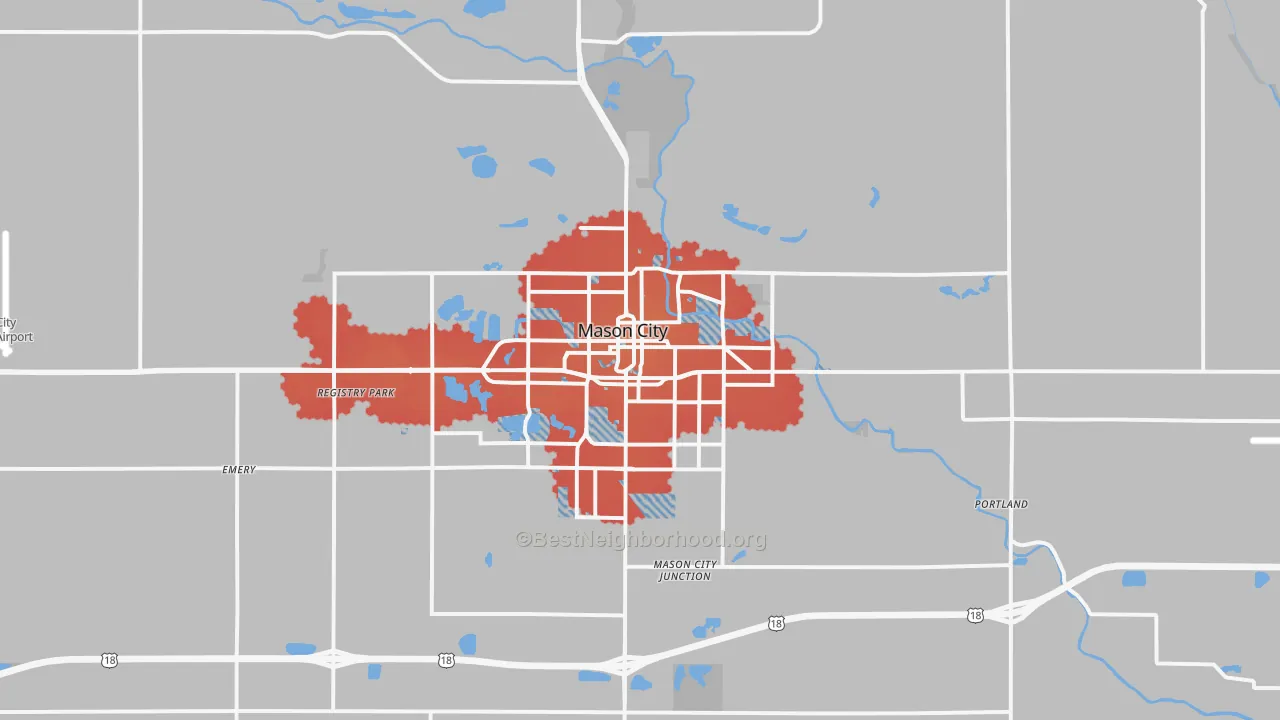 Transit Grade map of 50401, IA