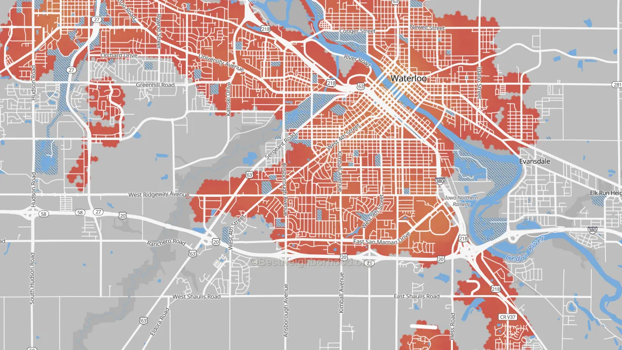 Transit Grade map of 50701, IA