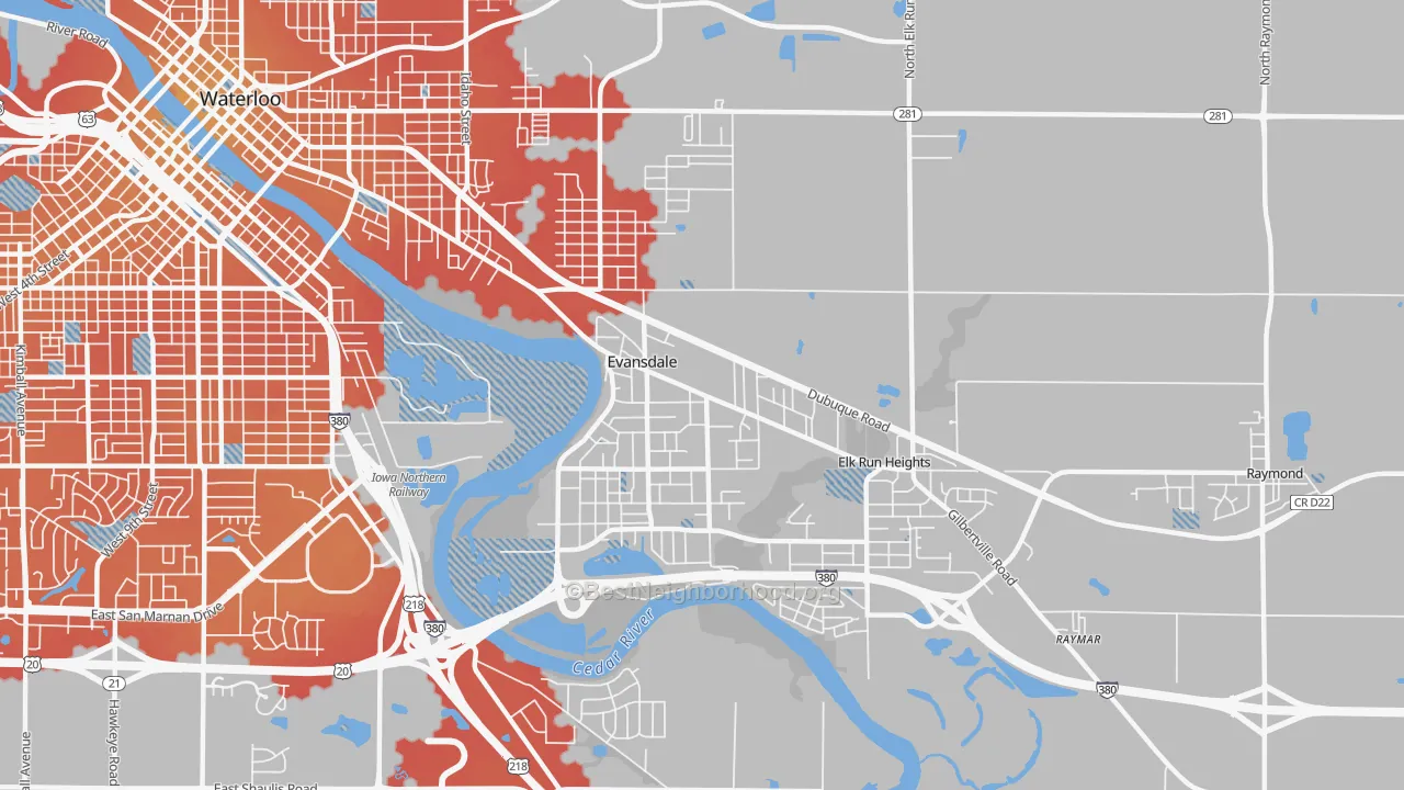 Transit Grade map of 50707, IA