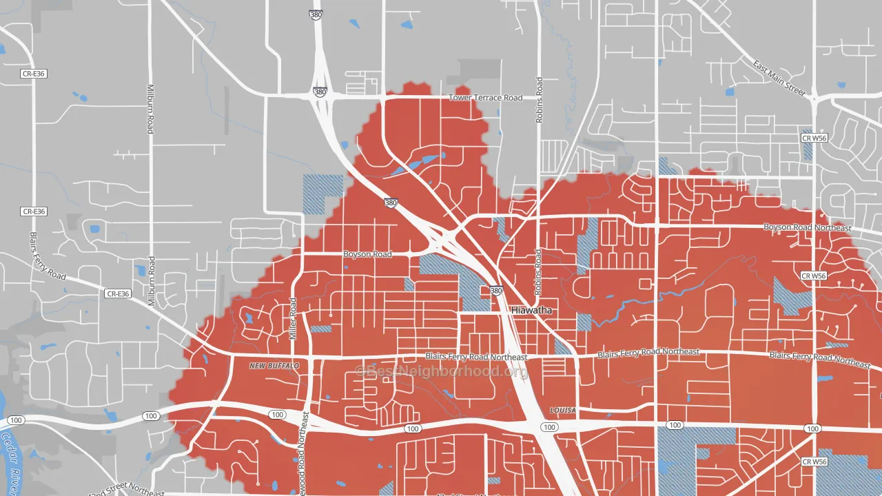 Transit Grade map of 52233, IA