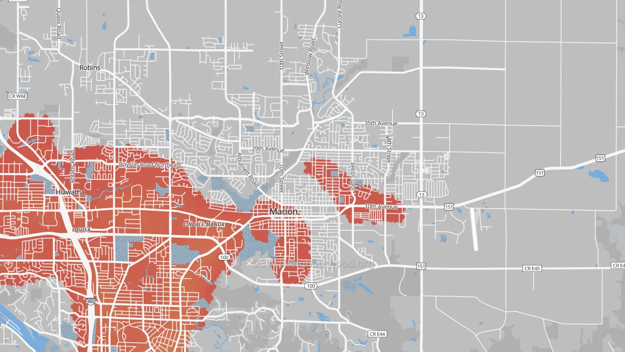 Transit Grade map of 52302, IA