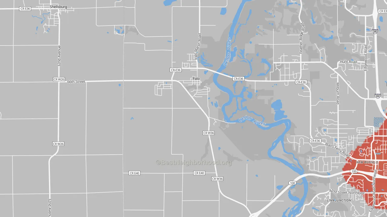Transit Grade map of 52324, IA