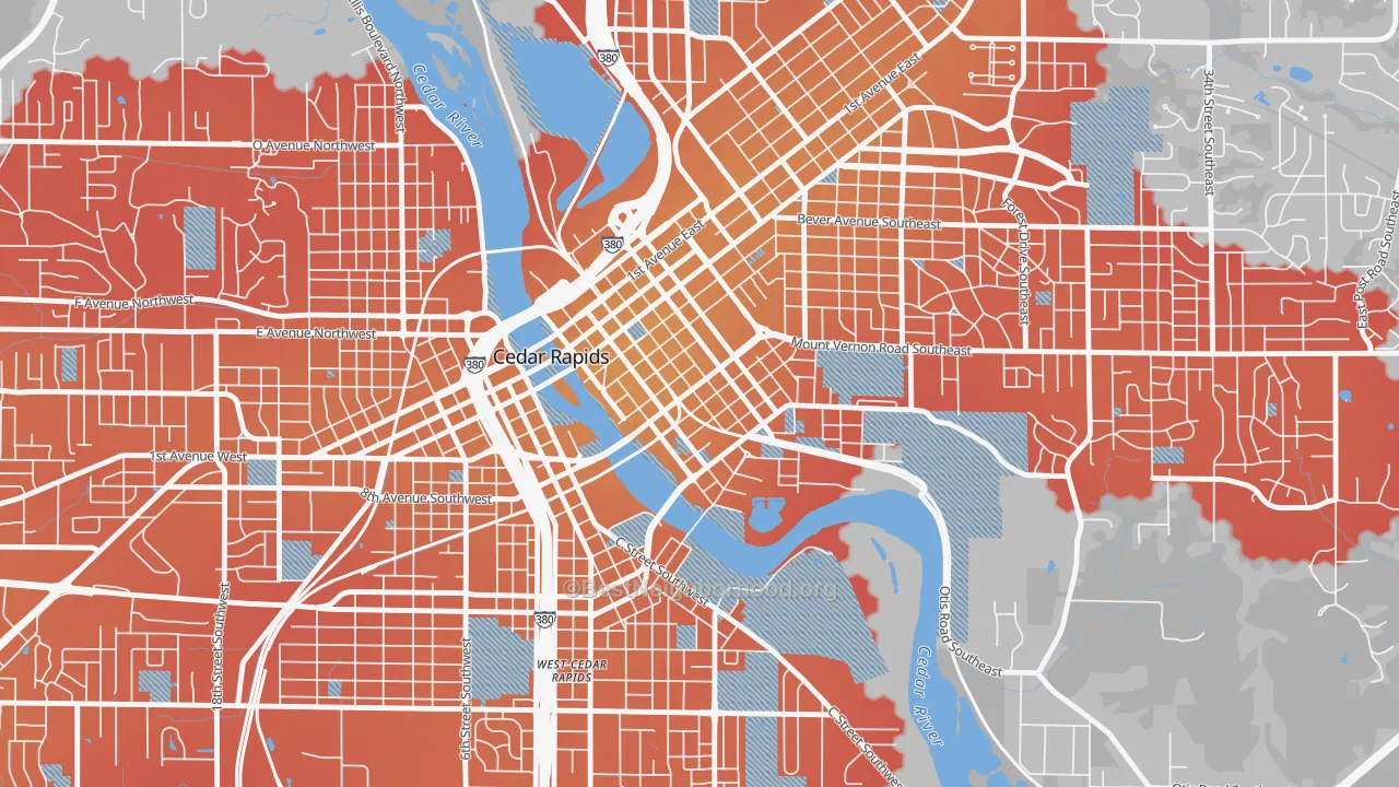 Transit Grade map of 52401, IA