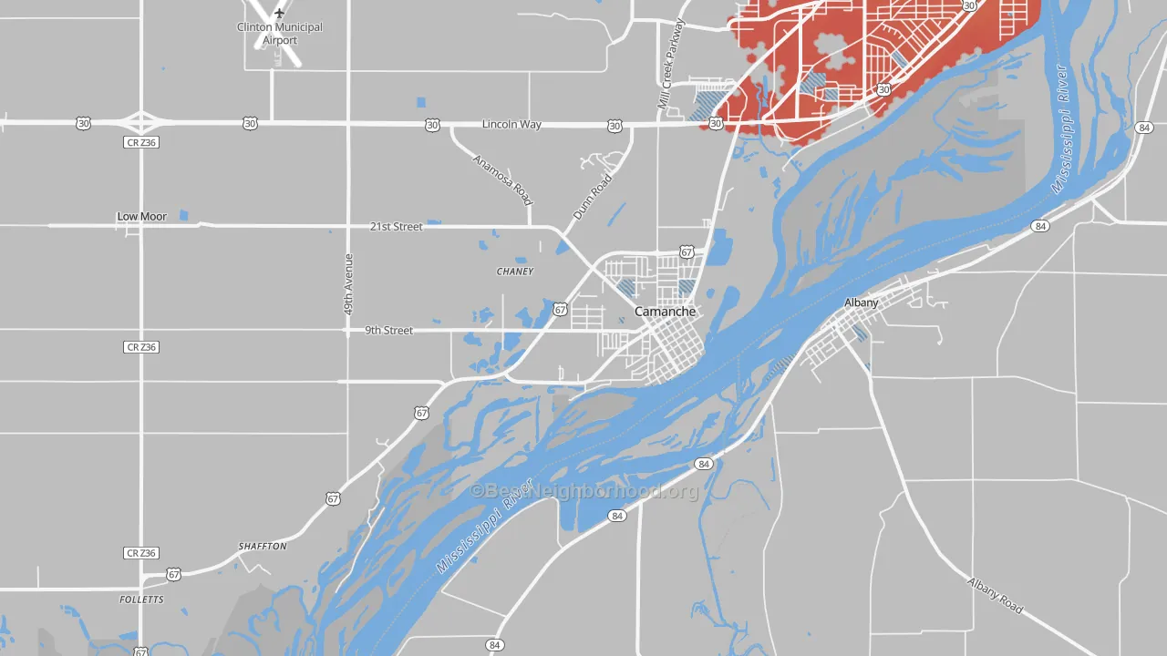 Transit Grade map of 52730, IA