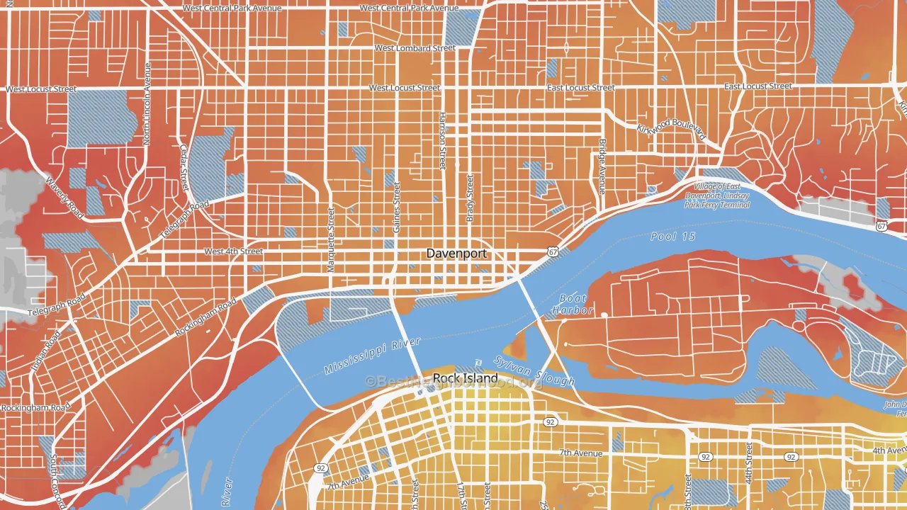 Transit Grade map of 52801, IA