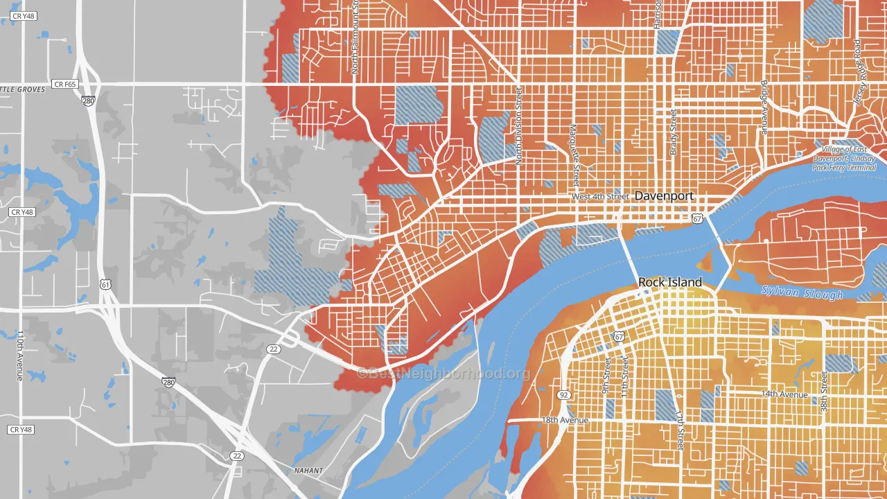 Transit Grade map of 52802, IA