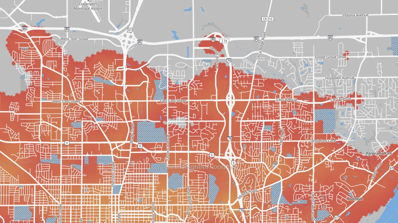 Transit Grade map of 52807, IA