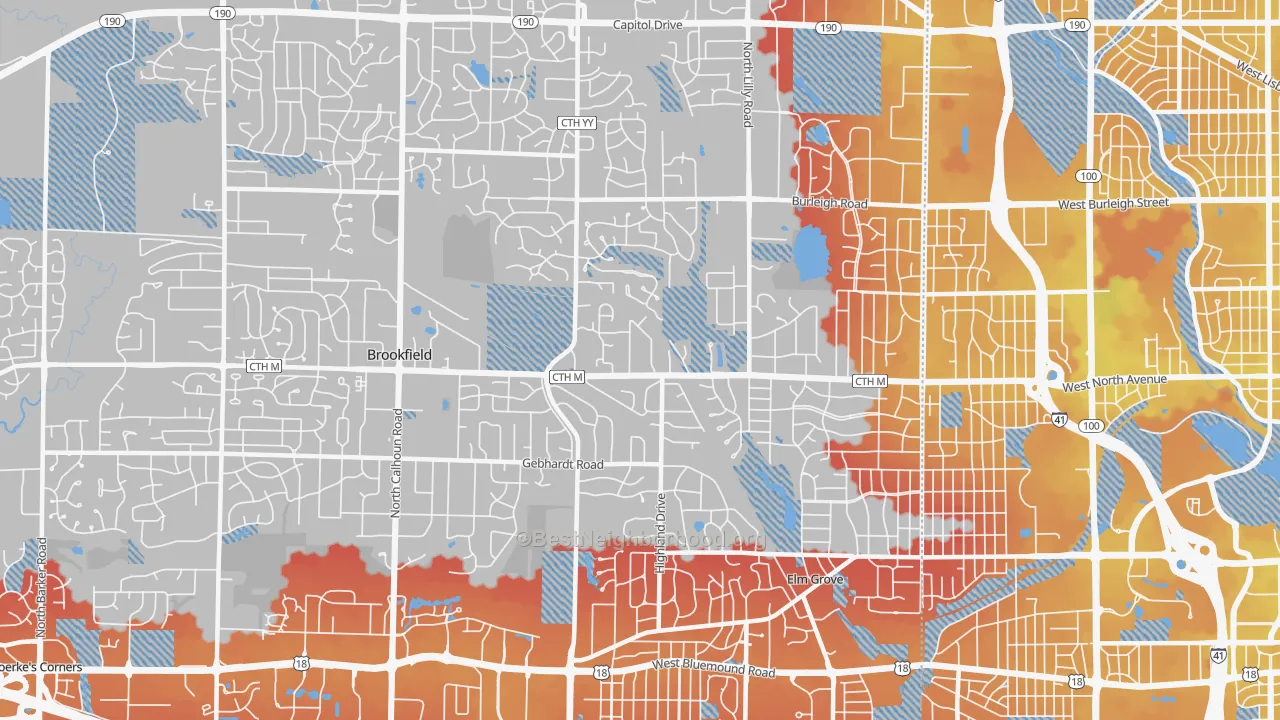 Transit Grade map of 53005, WI