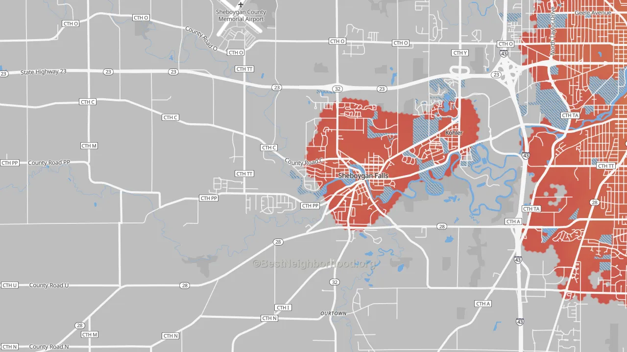 Transit Grade map of 53085, WI