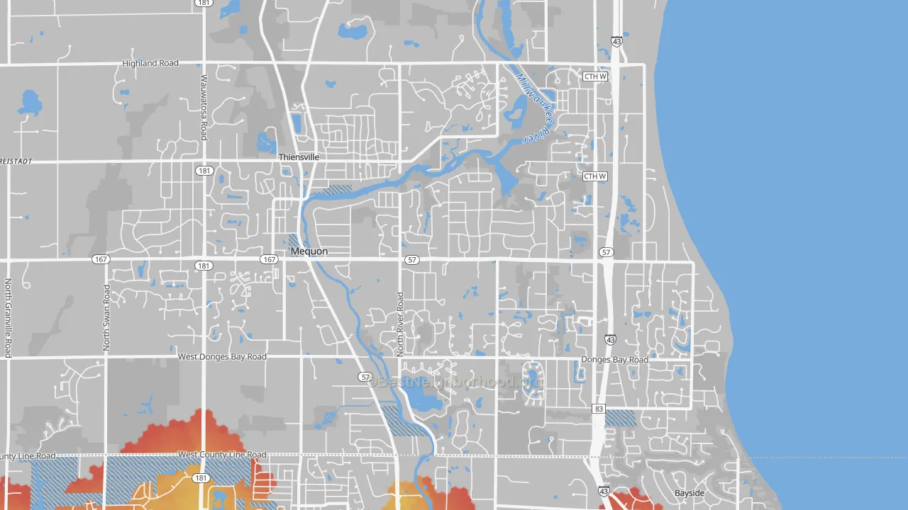 Transit Grade map of 53092, WI